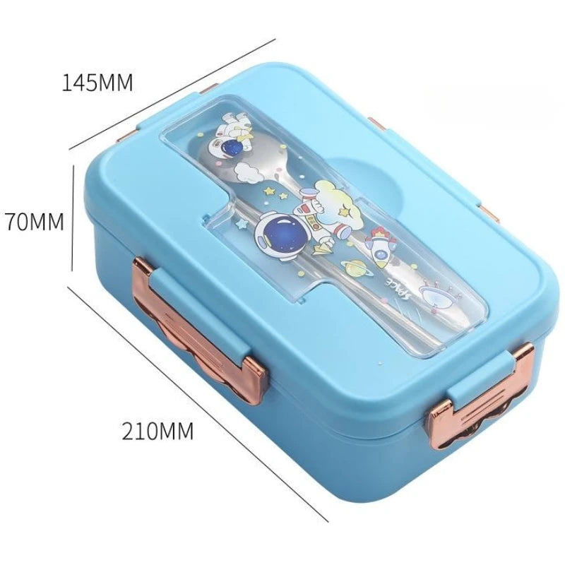 Bento Lunch Box for Kids Girls Cartoon Students Kawaii Cute Dinosaur Heated 3 Grid Sandwich Snack Food Box Special Canteen