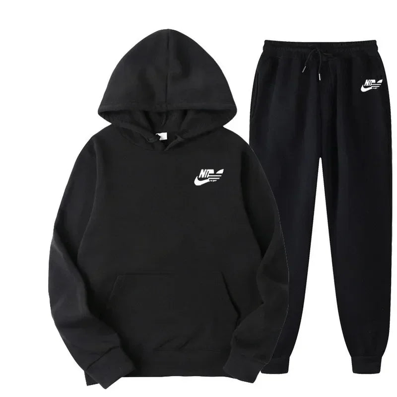 Men's Casual Two Piece Set Sweatshirts Streetwear Fashion Print Sports Suit Spring Autumn Unisex Comfortable Los Style