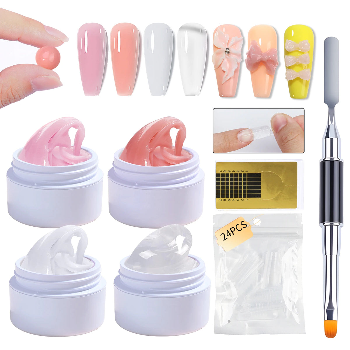 15ml Nail Extension Gel Set Solid Nail Extension Gel Non-Stick 3d Sculpture Phototherapy Uv Gel Rapid Molding Gel Nail Piece