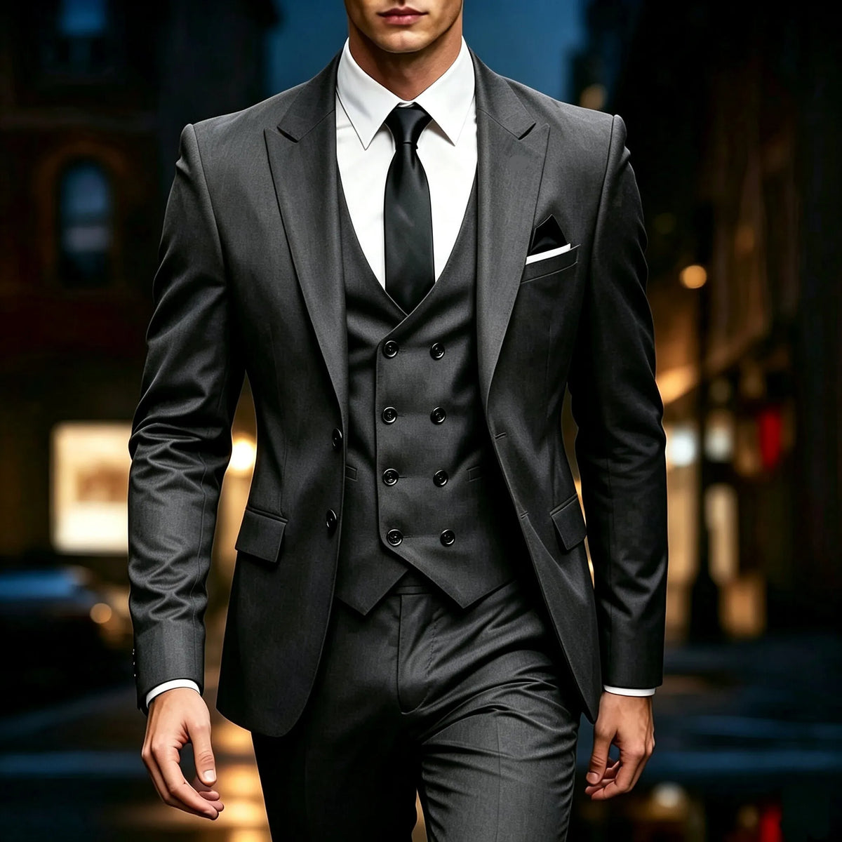 Men's 3‑Piece Suit | Wedding Business Formal Blazer & Trousers for Prom, Banquet & Official Occasions