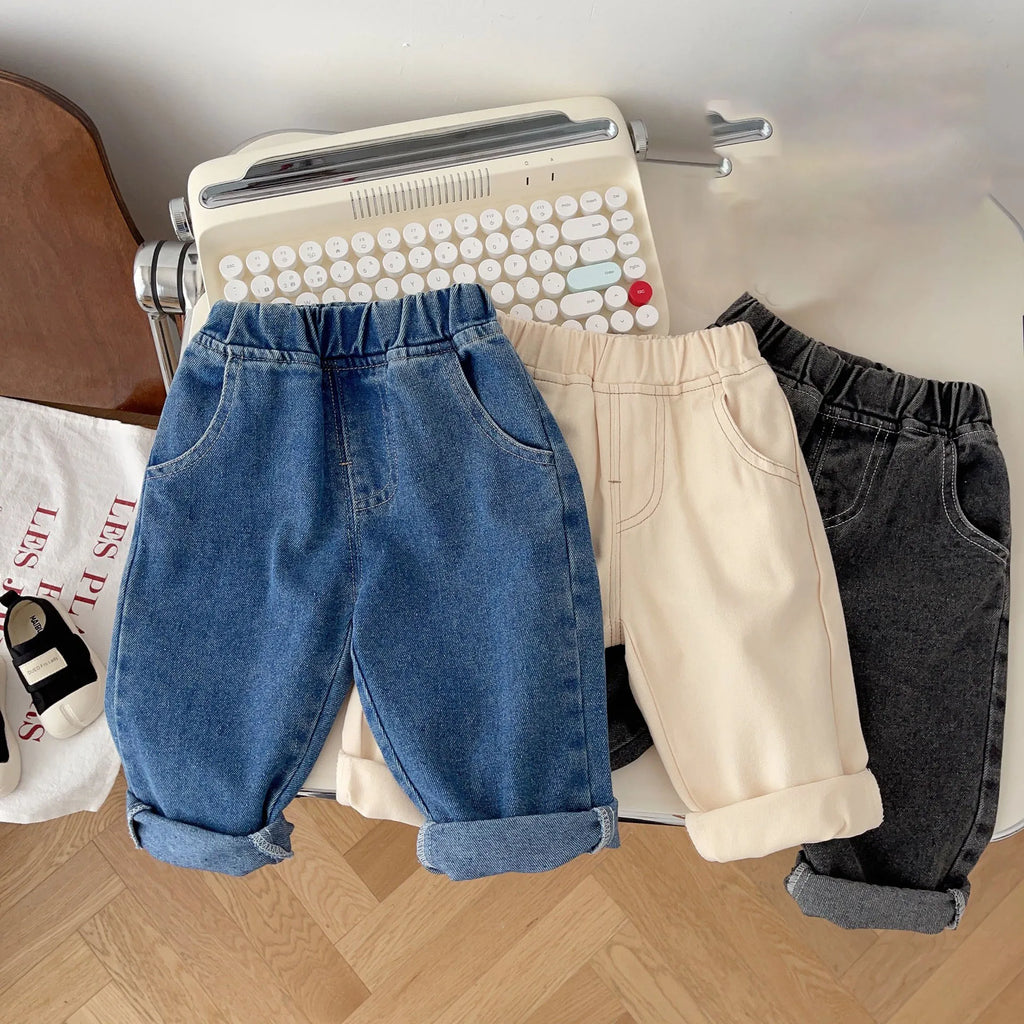 Wholesale Baby Pants Solid Kids Jeans Casual  Boys Denim Pants Soft  Girls Fashion Trousers