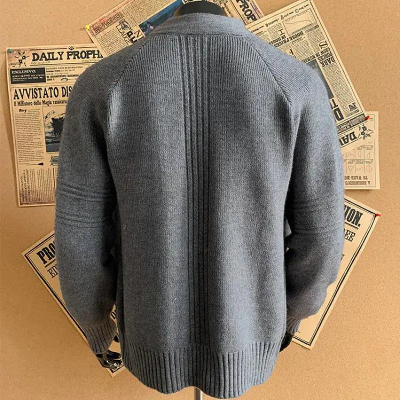 Winter Coat for Big & Tall Men M-3XL | Thermal Double Zipper Cardigan, Stand Collar Warm Knit Sweater Jacket | Loose Fit Clothes