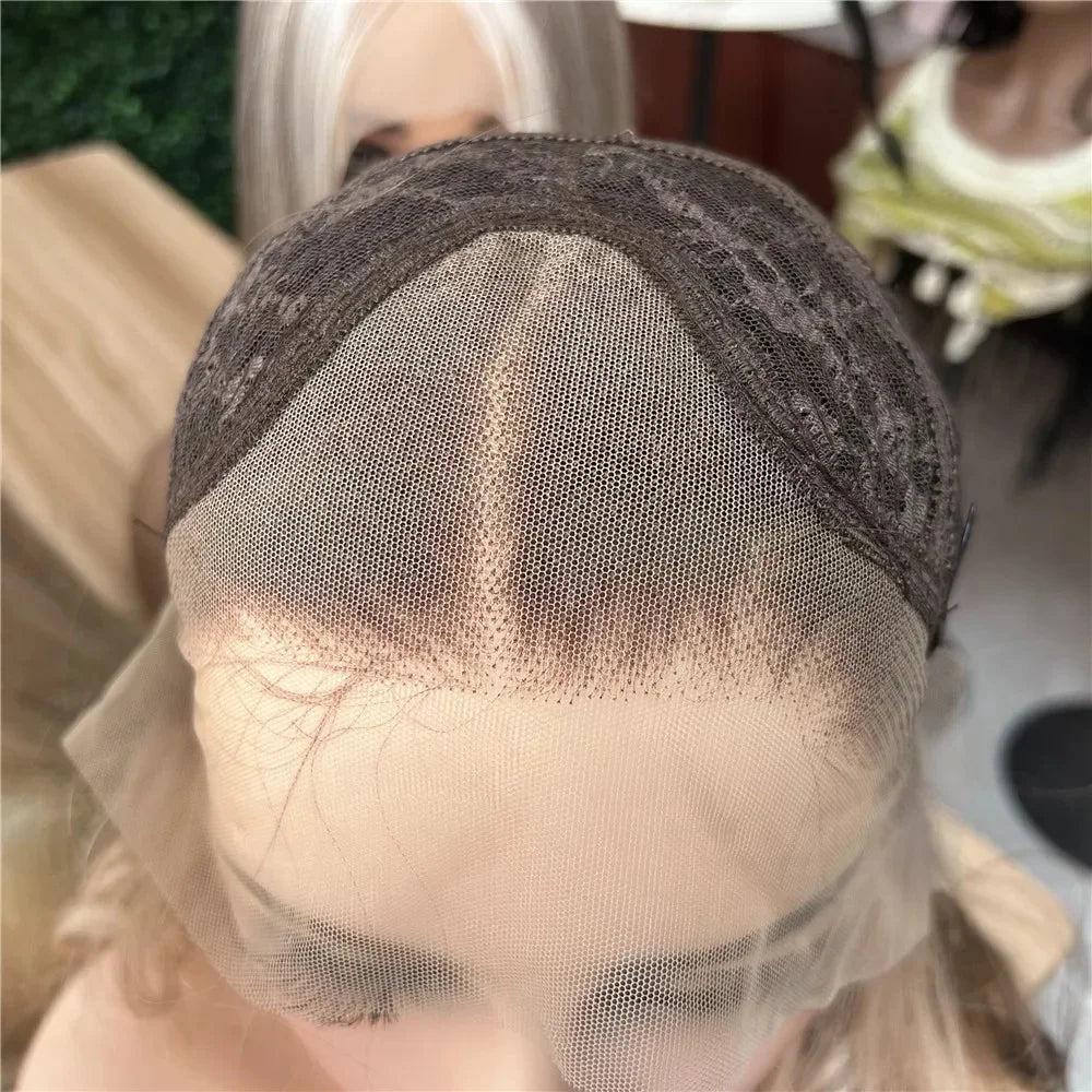 Caramel Balayage Glueless Luxury HD Lace Wig for Women Hair Loss Natural Hair Synthetic Lace Front Wig Shoulder Wavy Daily Use