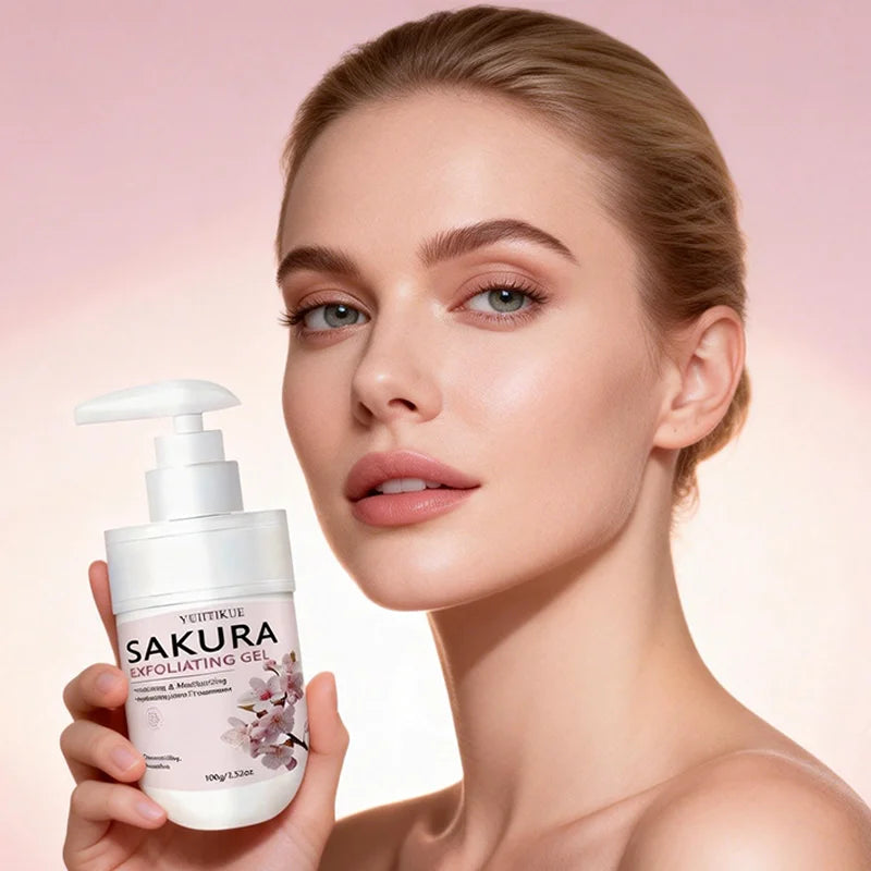 Sakura Exfoliating Cleansing Gel 100g YUITIKUE Gentle Exfoliation Dead Skin Remover Hydrating Soft Smooth Facial Skin Gel