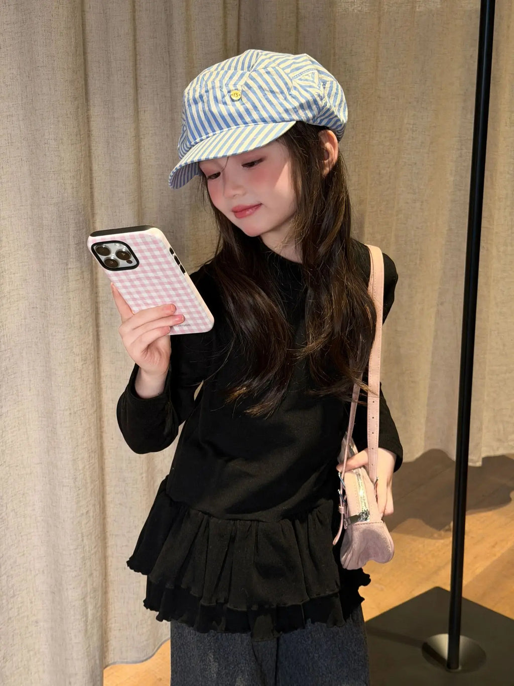 Kids T Shirt 2026 Winter New Girls Half High Neck Ruffled Hem Long Sleeve Undershirt Kids T Shirt Top