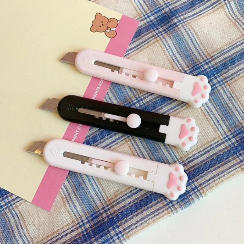 Mini Cute Cat Paw Utility Knife Lovely Cat Paw Kawaii Open Box Cutter Letter Envelope Opener Mail Knife School Office Supplies