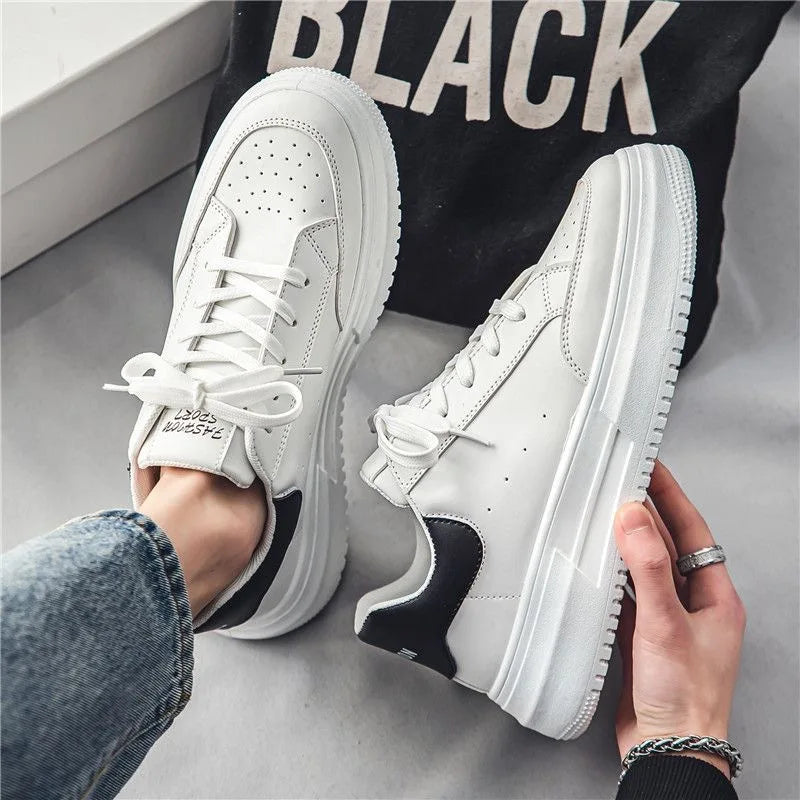 Men's Sneakers Outdoor Casual Shoes Fashion Lace-up Flat Running Shoes Low Top Breathable Tennis Shoe White Platform Men's Shoes