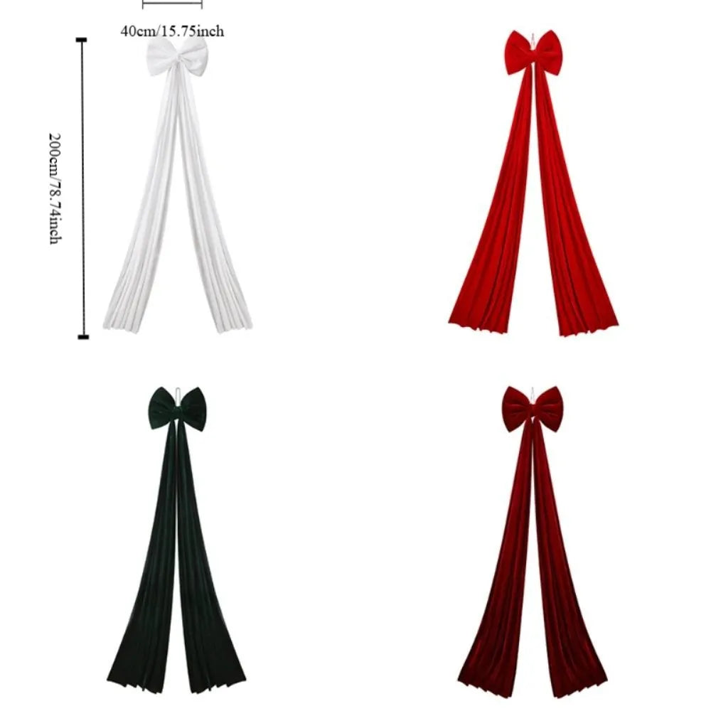 Flocked Super Large Christmas Tree Bow Extended Ribbon DIY Shopping Mall Christmas Tree Bow Reusable Christmas Tree Decoration