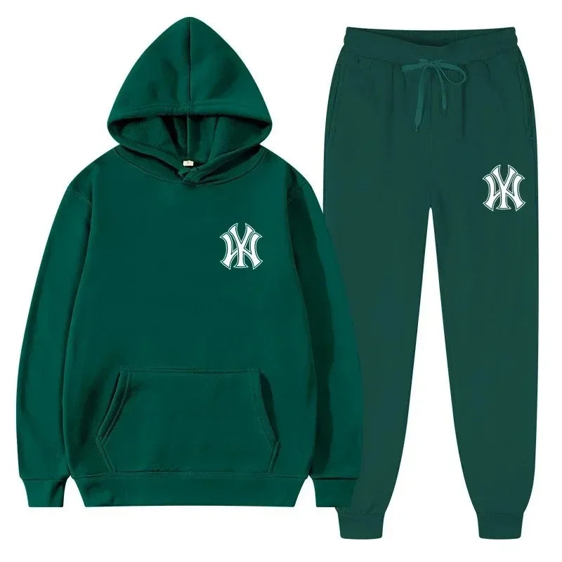 2026Men's running and fitness fashion casual sportswear set for autumn and winter hooded sweatshirt  jogging pants two-piece set