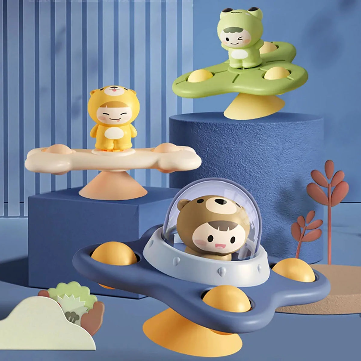 Baby-Beruhigungsspielzeug Cartoon-Flugzeug Beruhigungs-Baby-Artikel Baby-Bade-Spaß Sauger-Drehspielzeug Frühkindliche Bildung Tischspiele