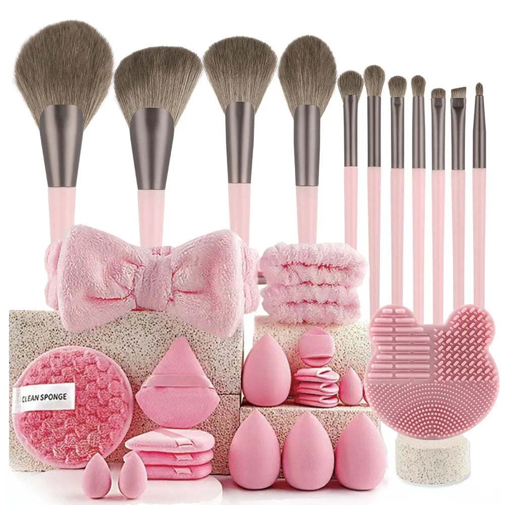 20/40 Pink Makeup kit Complete Makeup Brush Set, Big set includes Soft Brushes, Beauty Blender, Birthday Christmas New Year gift