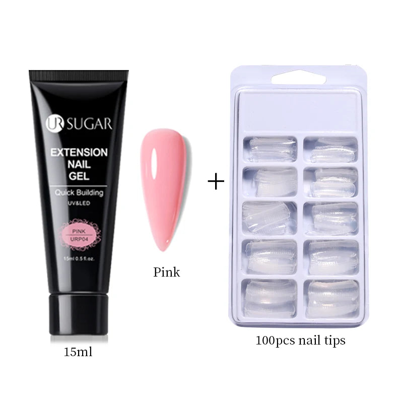UR SUGAR 15ml Nail Extension Gel Set Acrylic Quick Building Hard Gel For Finger Prolong Form Tips Manicure Extension Tool Kits