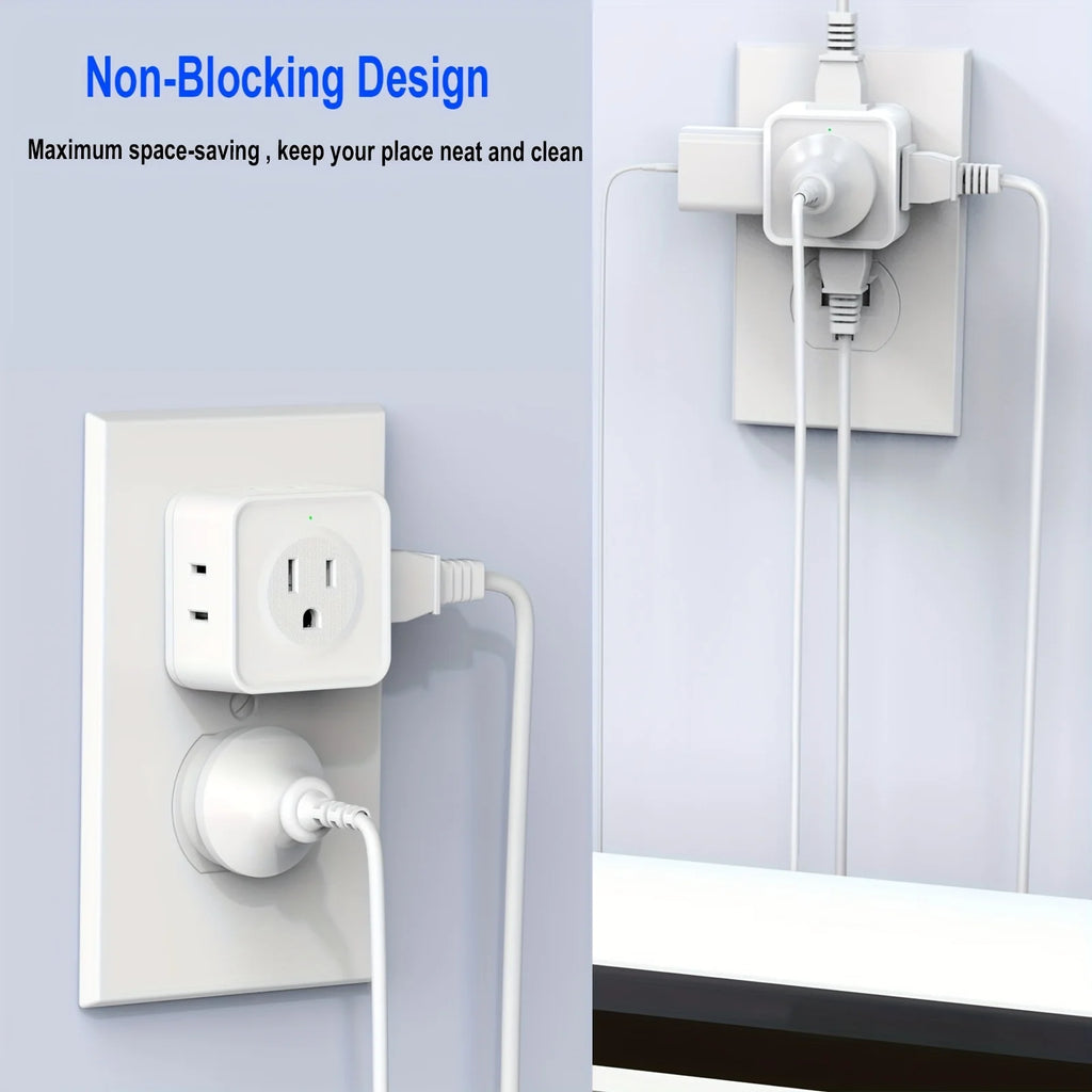 US Plug Wall Outlet Expander Multi Outlet Extender with 5AC Outlets,Small Electrical Outlet Splitter for Travel Home Office Dorm