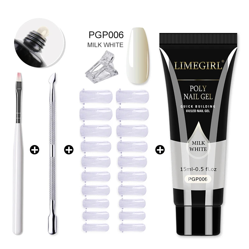 LIMEGIRL  Poly Nail Gel Set Manicure Set Gel Cuticle Pusher Finger Extend Mold Nail Kit All For Quick Extension Manicure Set