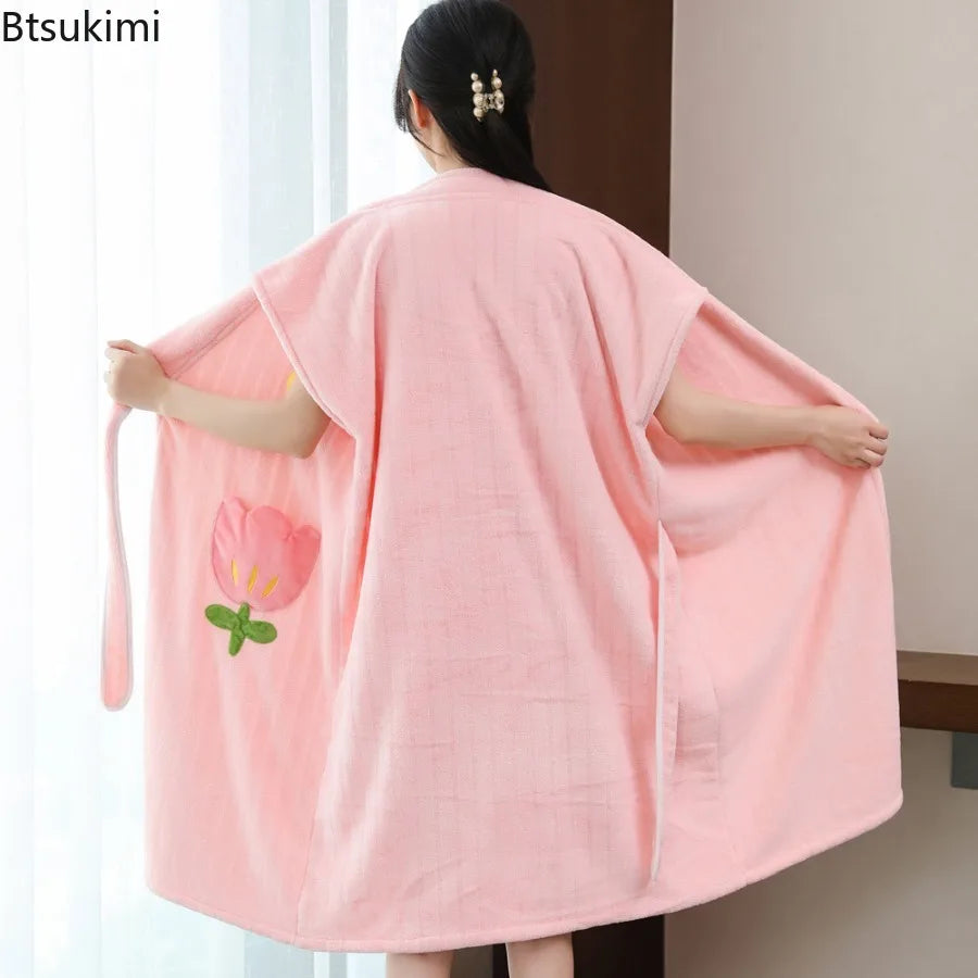 Wearable Bath Towel Bathrobe Women's Homewear Absorbent Quick-drying Comfortable Casual Soft Breathable Loose Nightgown Ladies
