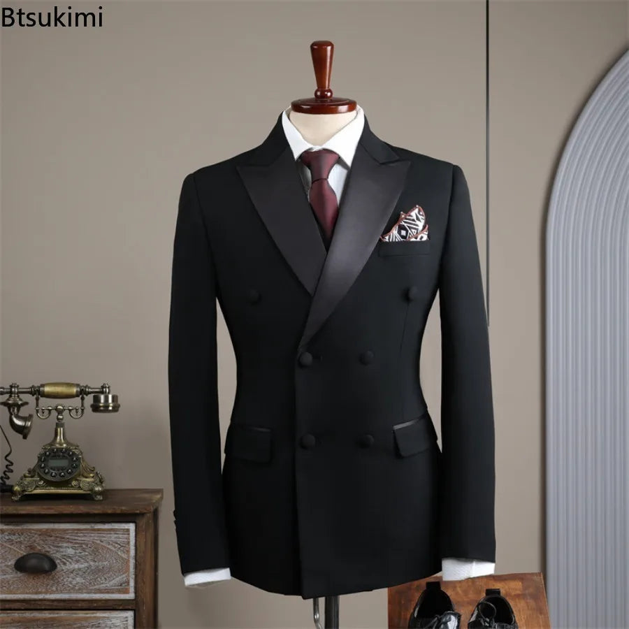 Groom's Wedding Suit Stylish and Atmospheric Formal Dress New Men's Business Double Breasted Suit High-quality Male 2-piece Set