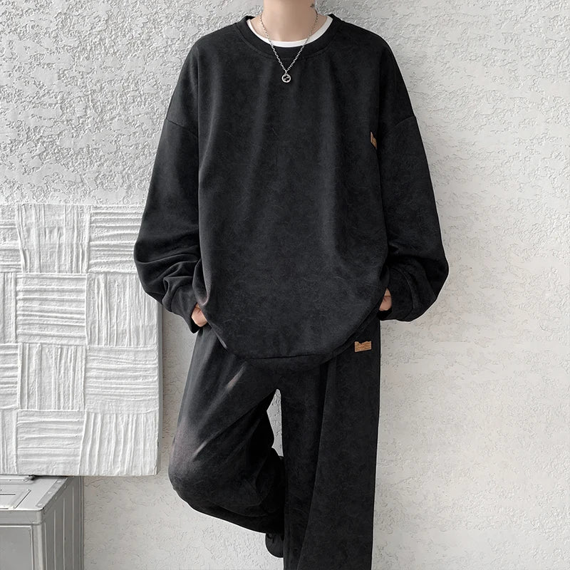 Men's M-XXXXXL Tie-Dye Streetwear Hoodie And Joggers Set Casual round Neck Sweatshirt Long Pants Two-Piece Fall Outfit