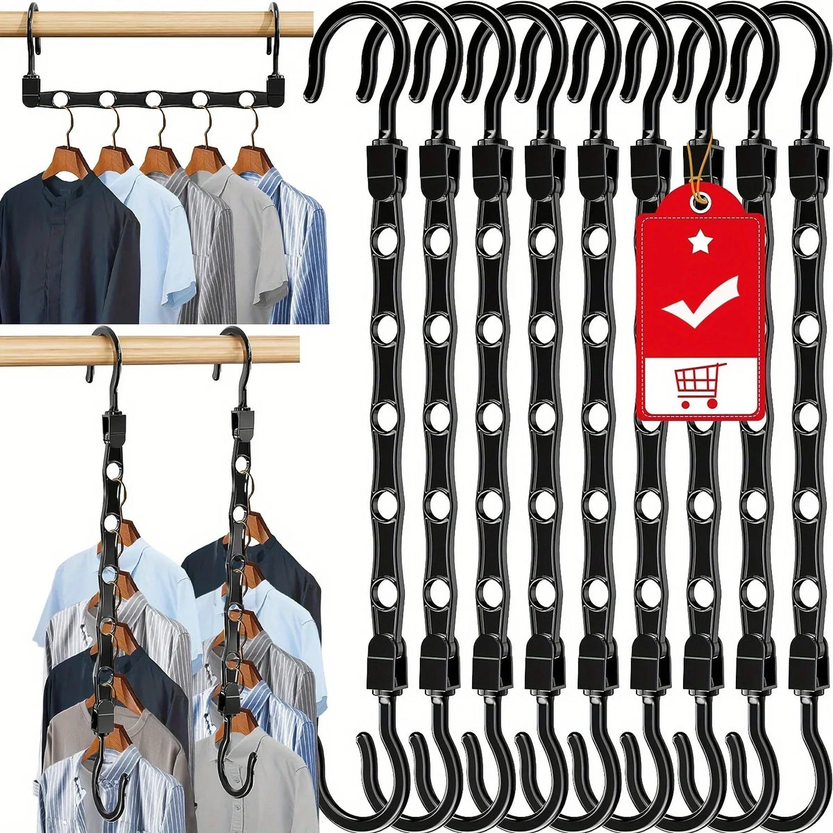 👉 Magische Platzspar-Kleiderbügel (10er-Set) – Black Edition