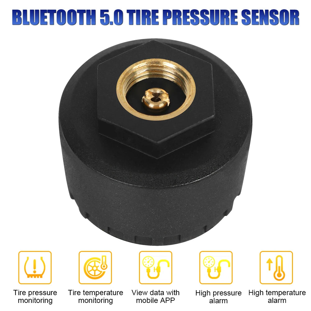 Mobile Phone APP Display Android/IOS Tire Pressure Monitoring System Bluetooth 5.0 Car Tire Pressure Sensors TPMS External
