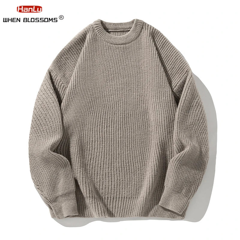 2023 Autumn Winter New Sweater Women's Men's  Green Knitted pullover Basic Solid Color Loose Black White Sweater Coats Warm Tops