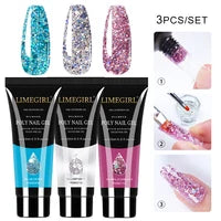 LIMEGIRL  Poly Nail Gel Set Manicure Set Gel Cuticle Pusher Finger Extend Mold Nail Kit All For Quick Extension Manicure Set