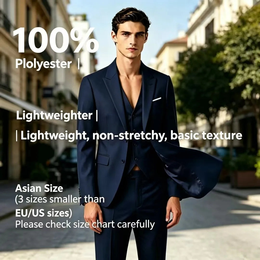 Elegant Suits For Men 3 Pieces 2 Set Fashion Classic Casual Full Jackets Vest Pants Blazers Outfit 2026 Formal Costume