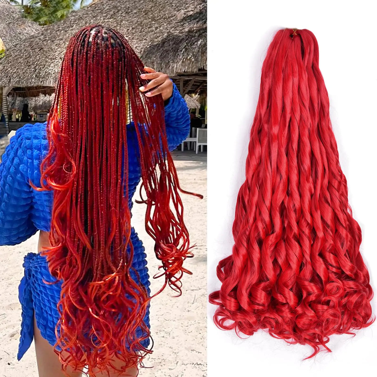 French Curl Braids Hair 22“Loose Wave Bouncy Synthetic Spiral Curls Braiding Hair Extensions Ombre Pre Stretched Hair For Women
