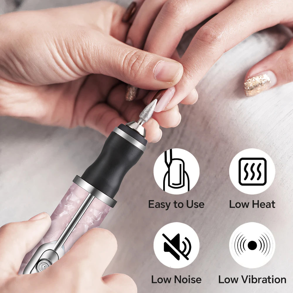 Professional Manicure Pedicure Kit, Cordless Rechargeable Nail Set for Manicure Polishing, Shaping and Gel Removal at Home Salon