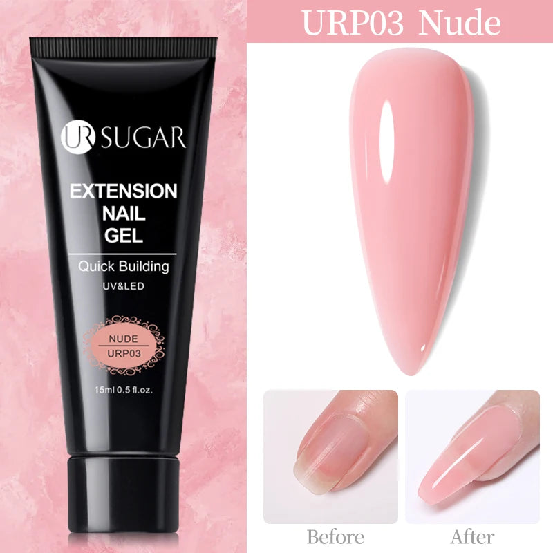 UR SUGAR 15ml Nail Extension Gel Set Acrylic Quick Building Hard Gel For Finger Prolong Form Tips Manicure Extension Tool Kits