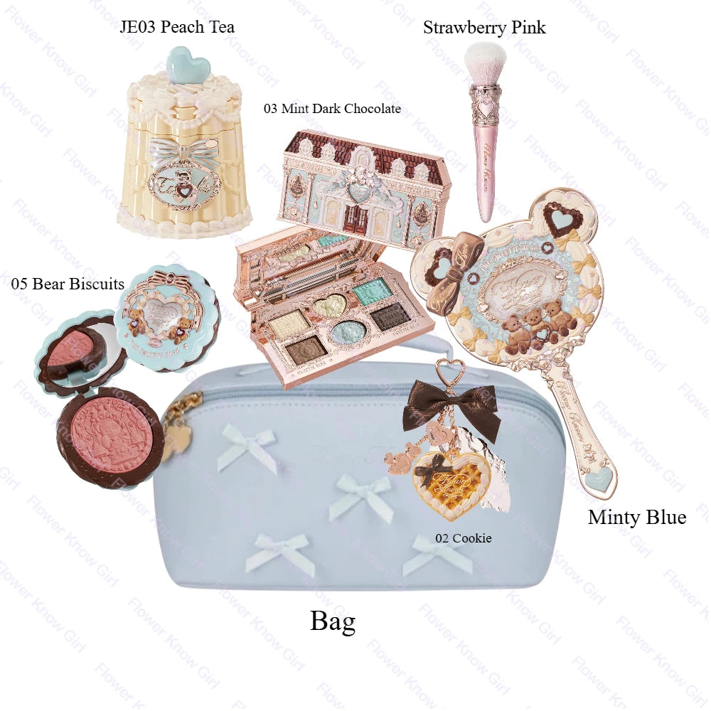 FLOWER KNOWS Sweet Treats Full Face Set Makeup Gift Set All In Shimmer Eye Shadow Palette Blush Powder Lip Jelly Gift Box