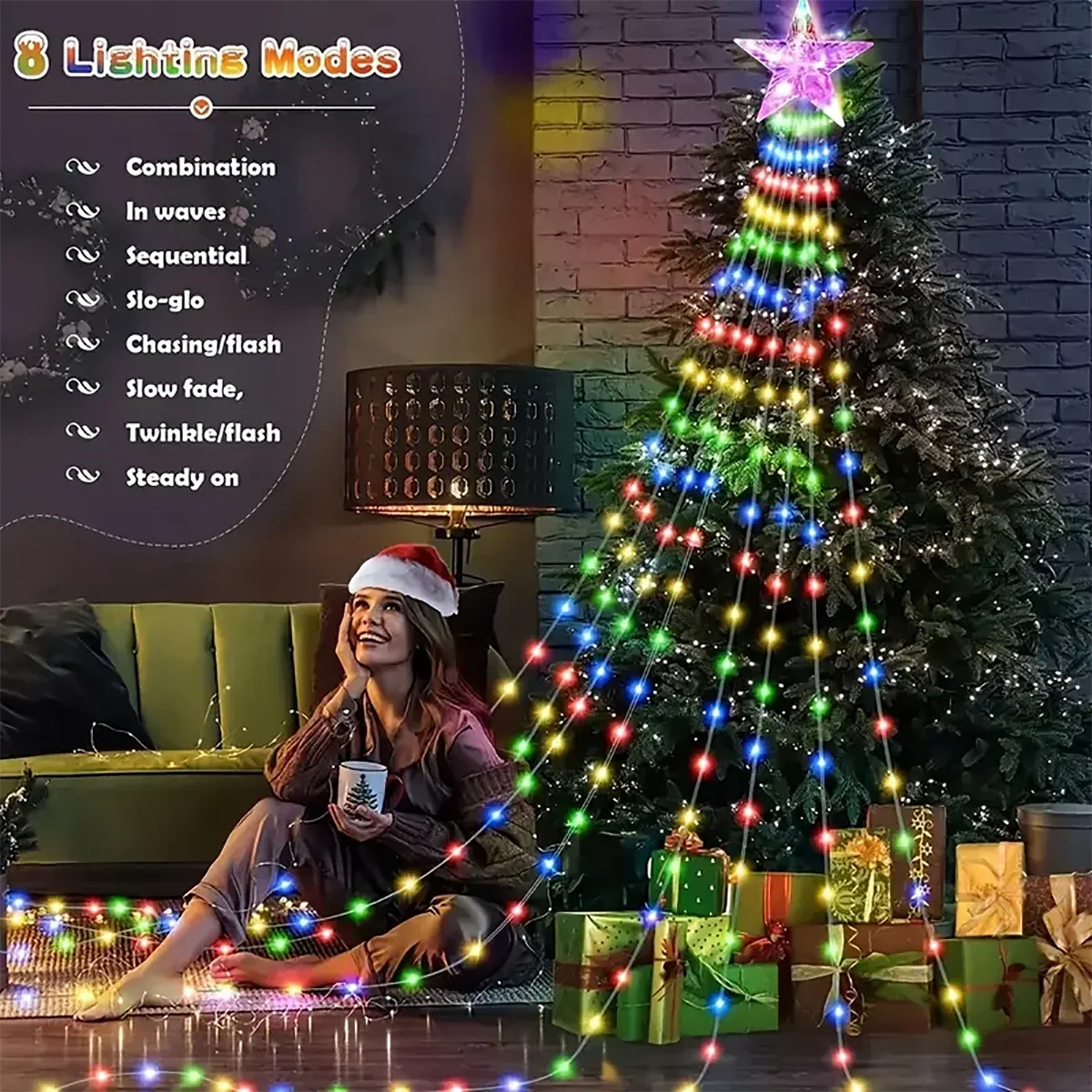 Christmas Decoration 2025 Solar Holiday Decoration Lights LED Christmas String Lights Outdoor Glowing Stars Christmas