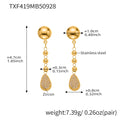Stainless Steel Y Necklace for Women 18k Gold Plated Beaded Chain Inlaid Zircon Droplet Pendant Necklaces Matching Earrings