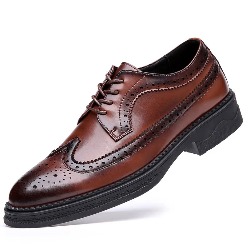 Men's Business Formal Dress Shoes Thick Sole Oxford Leather Shoes British Style Casual Wedding Shoes for Groom Groomsmen Office