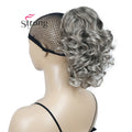 Grey Mix Curly Ponytail Clip In Claw Ponytail Hair Extension Synthetic Hairpiece