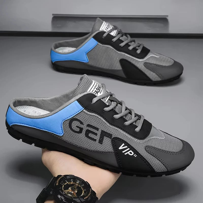 2025 New Men Slippers Trend Baotou Shoes for Men Summer Breathable Casual Shoe Vulcanized Flats Male Sneakers Half Slip-on Shoes
