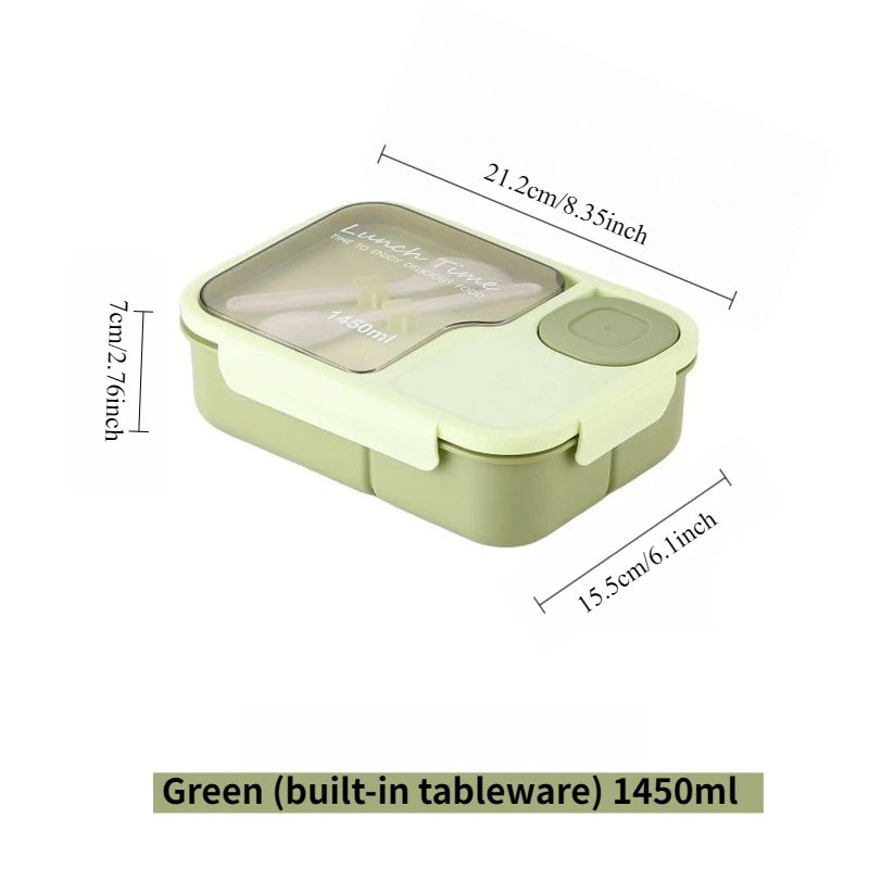 Bento Box-Portable lunch box with built-in tableware and sauce box, square meal reserve box for school, office and travel