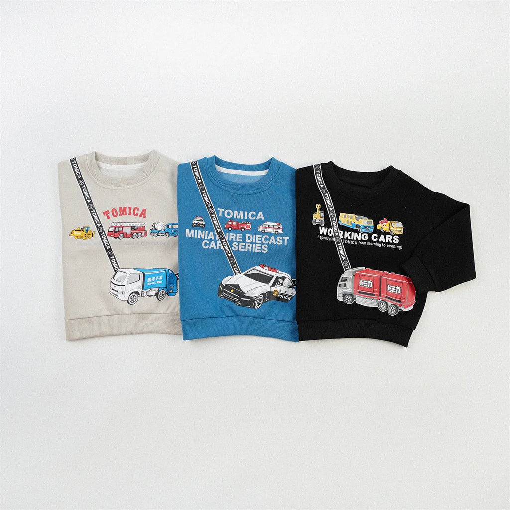 Kids Car Graphic Boy Pullover Hoodie Sweatshirt for Boys Fall Letter Print Top Japanese Cartoon Casual Outwear for