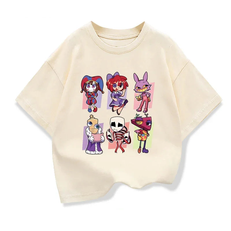 Kids Clothing Tees Summer The Amazing Digital Circus Graphic Fashion Short Sleeve T-shirt Children's Loose T Shirts O-neck Tops