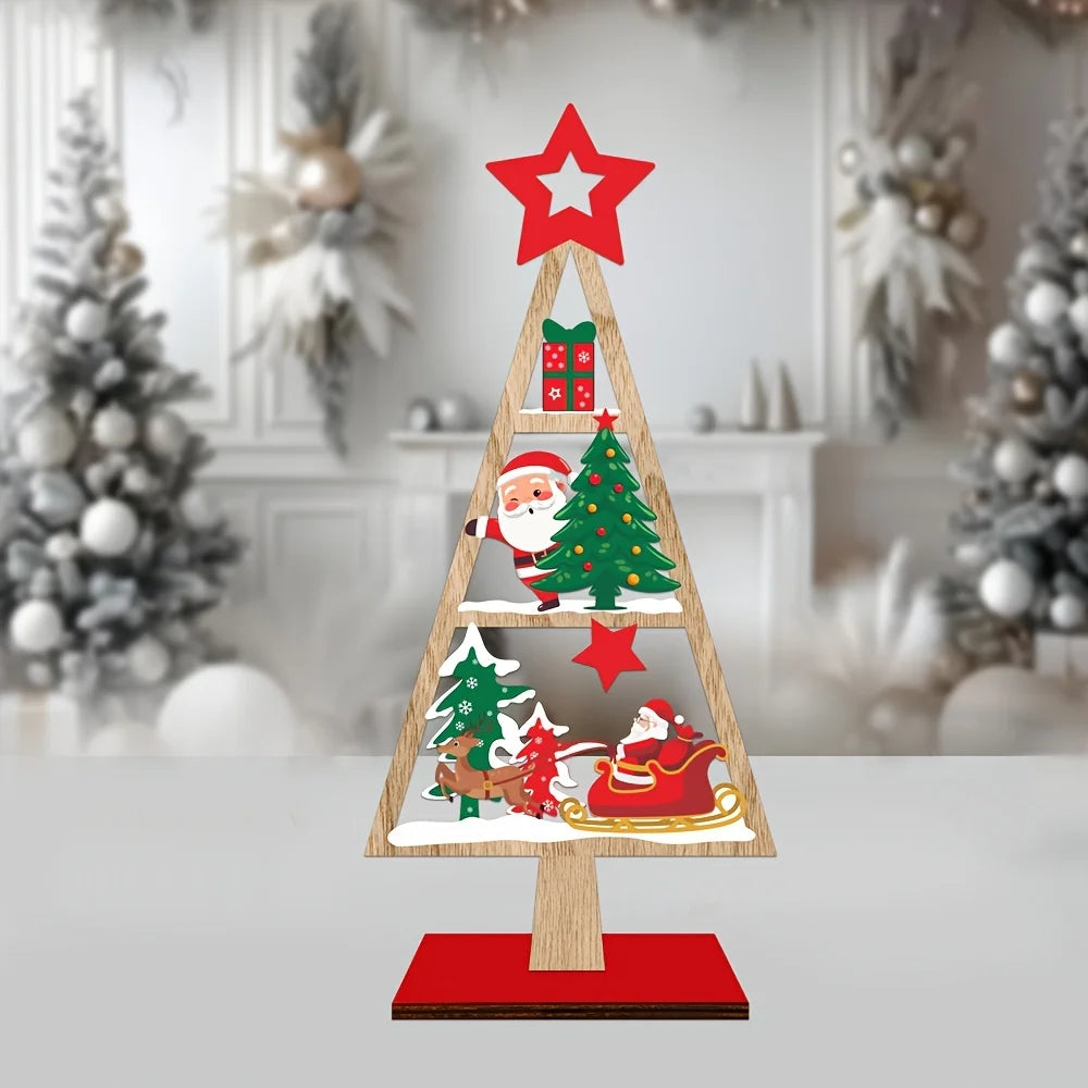 Christmas Ornaments Wooden Christmas Tree Desktop Decoration Party Holiday Atmosphere Arrangement Creative Small Gift