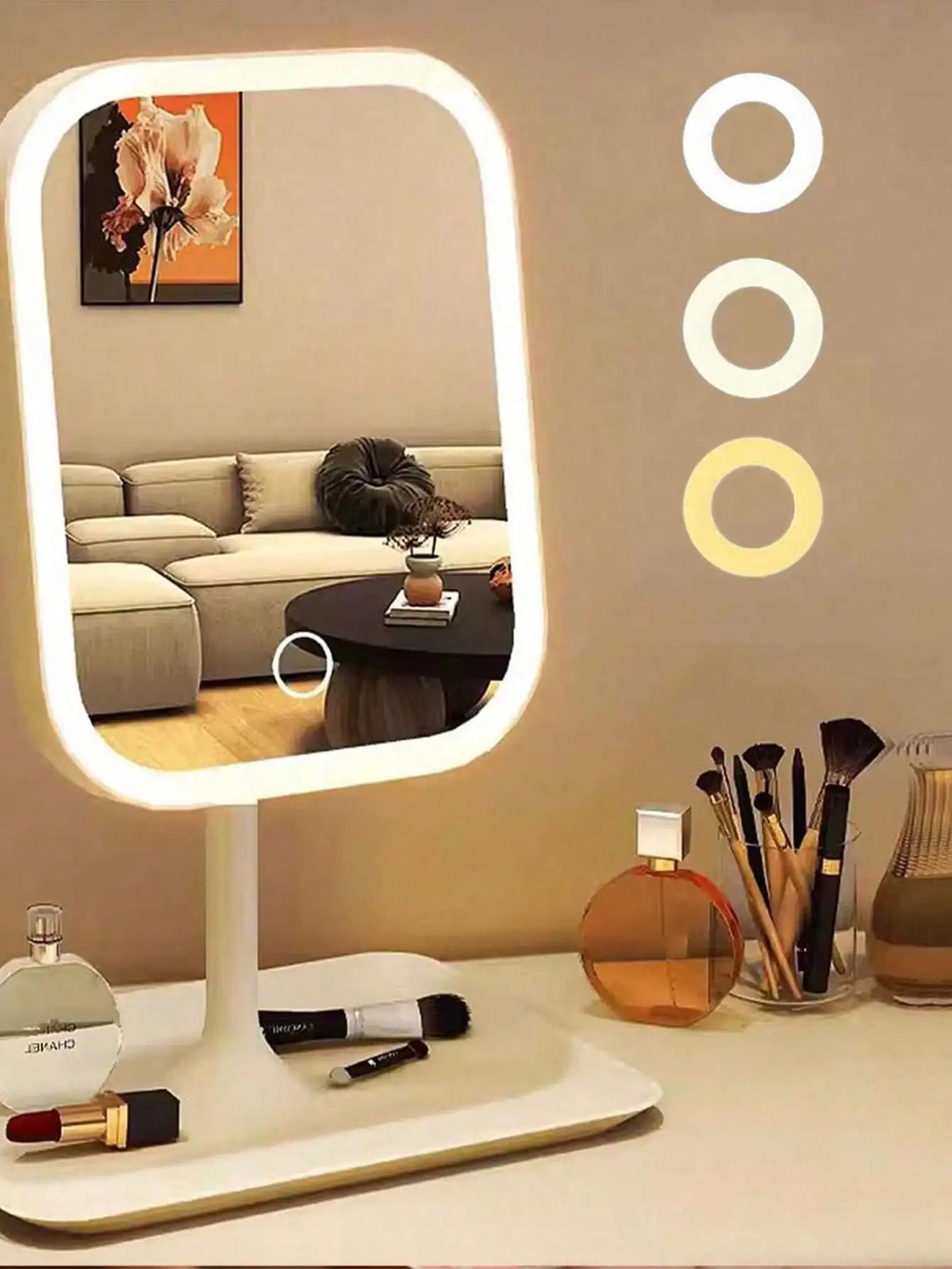 Vanity Mirror 3 Color Light LED Makeup Mirror with 10X Mirror  Touching Cosmetic Mirror Women Bedroom Dressing Mirror