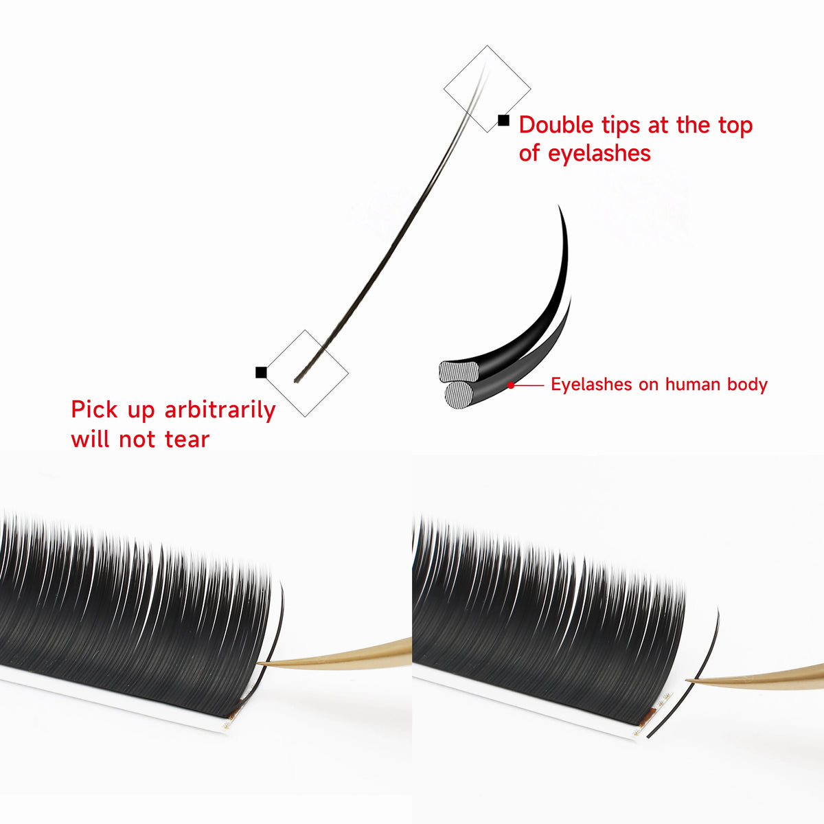 XIUSUZAKI Flat Ellipse Individual Lashes Extensions Matte Black Split Tips Classic Volume Eyelash Extension False Lashes Tools