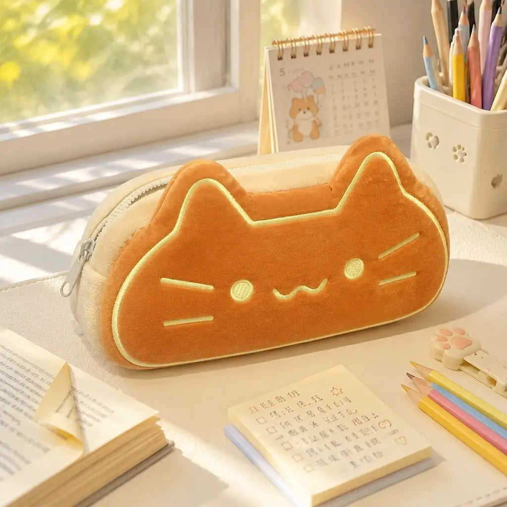 Kawaii Katzen-Federmäppchen aus Plüsch