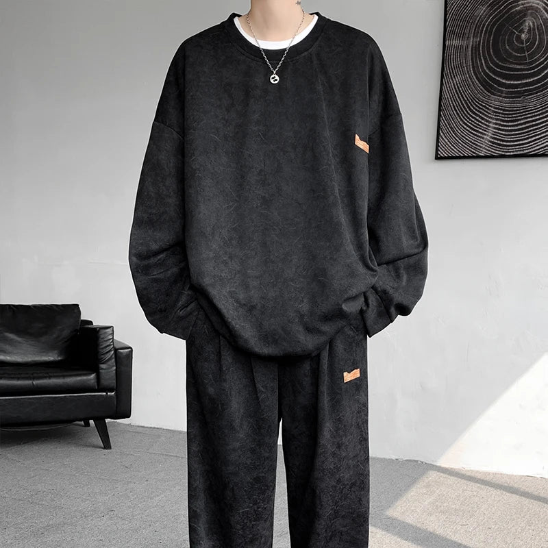 Men's M-XXXXXL Tie-Dye Streetwear Hoodie And Joggers Set Casual round Neck Sweatshirt Long Pants Two-Piece Fall Outfit