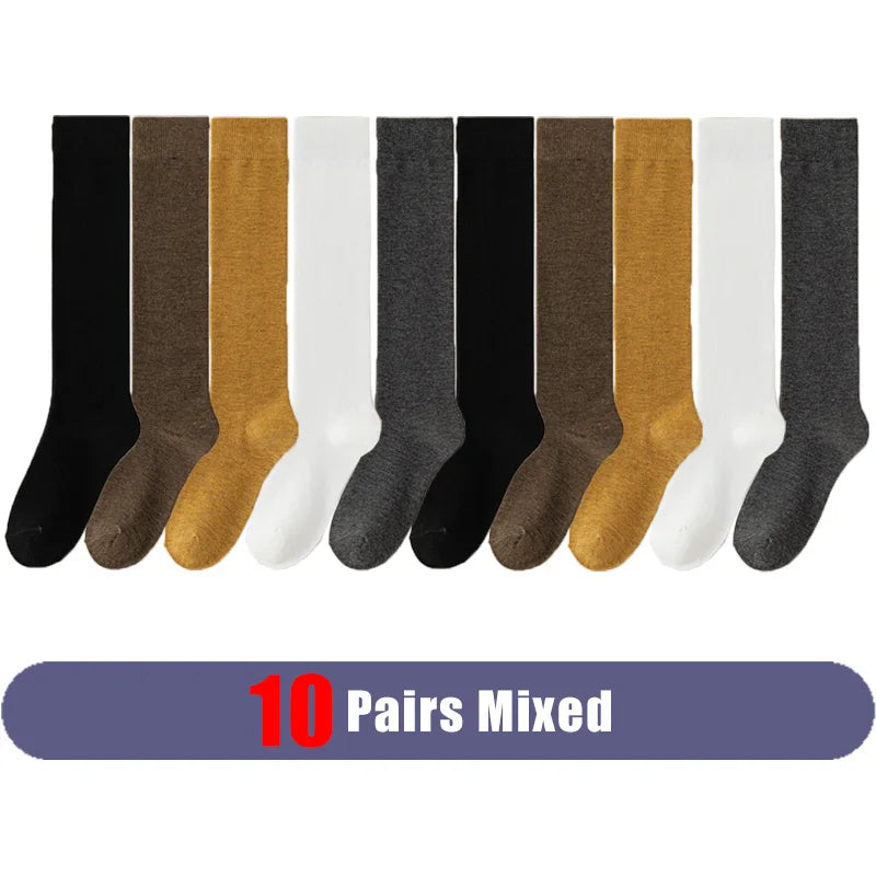 Long Socks Women Stockings Organic Cotton Solid Warm Thigh High Ladies Girls Street Fashion Young Casual Knee Socks Harajuku