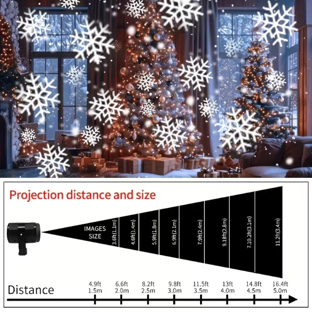 Christmas Snow Projector Light Snowflake Pattern LED Projector Lamp USB Power Xmas Festive Indoor Outdoor House Party Decor