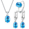925 Sterling Silver Jewelry Sets For Women Ellipse Zircon Ring Necklace Earrings Luxury Accessories Offers