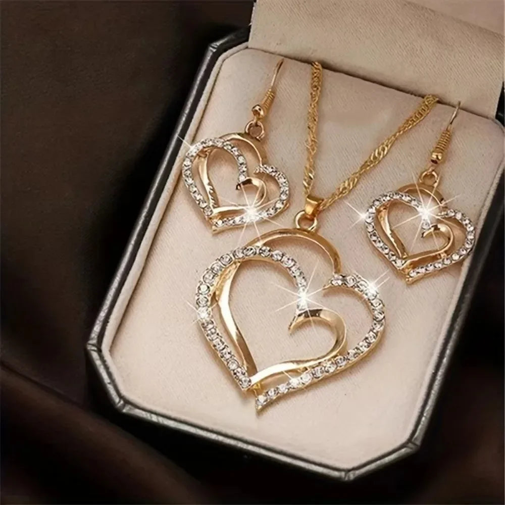 Women Love Wrapped Jewelry Set Necklace Earrings Bracelet, Fashion Accessory for Wedding Party Festival Casual Daily Outfit