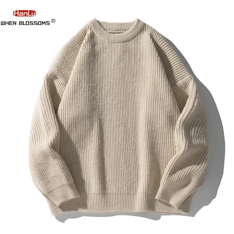 2023 Autumn Winter New Sweater Women's Men's  Green Knitted pullover Basic Solid Color Loose Black White Sweater Coats Warm Tops
