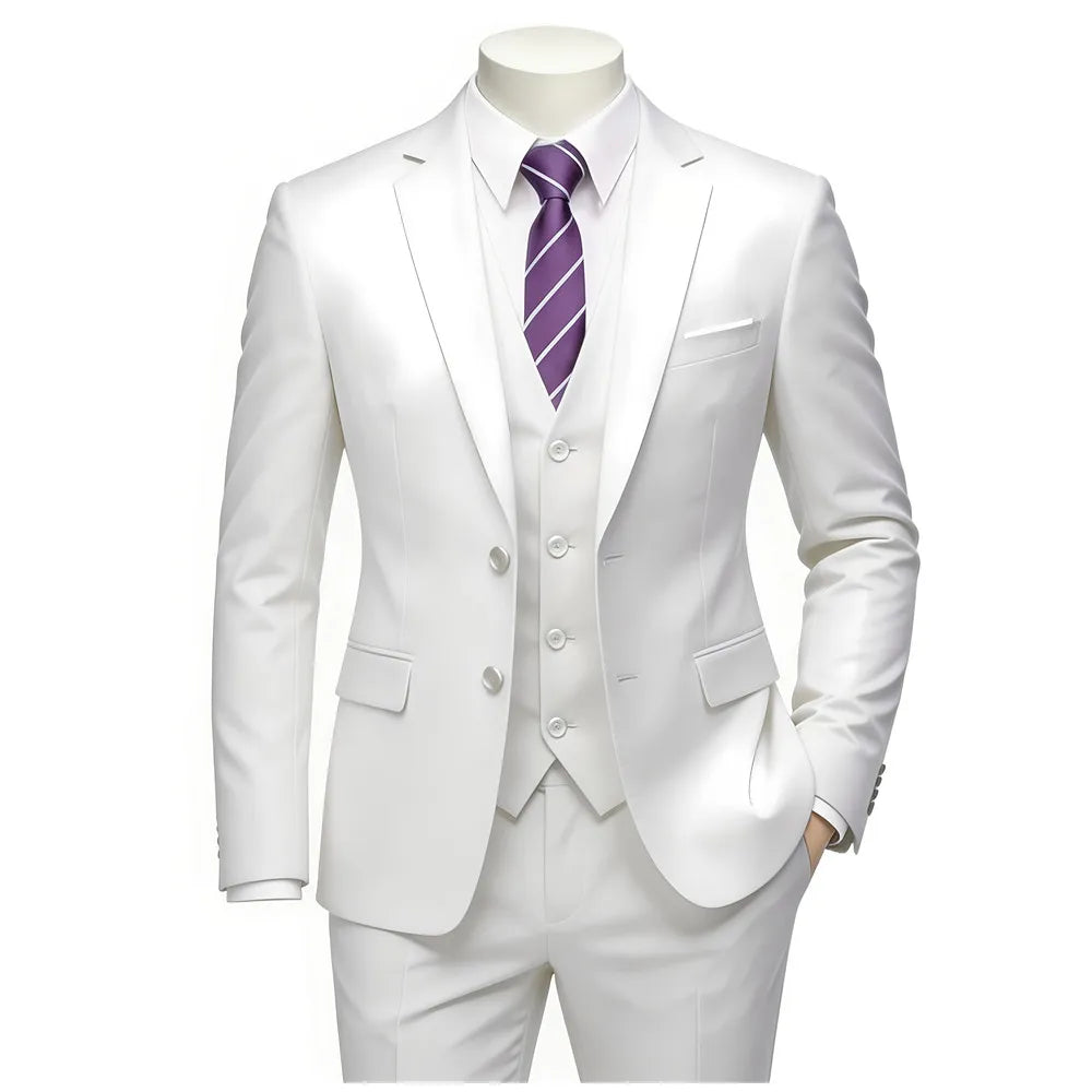 Classic Men'S 3Piece Suit Set, Consisting of a Suit Jacket, Vest, And Trousers. Suitable for Weddings, Business, Evening Parties