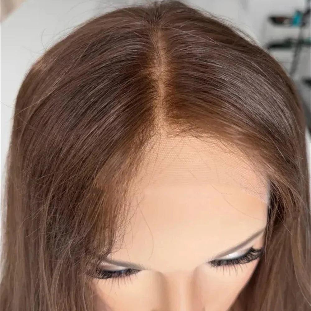 Caramel Balayage Glueless Luxury HD Lace Wig for Women Hair Loss Natural Hair Synthetic Lace Front Wig Shoulder Wavy Daily Use